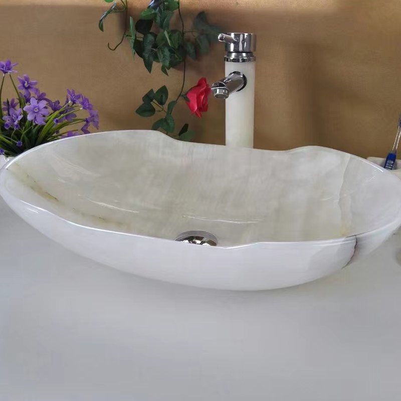White onyx sink